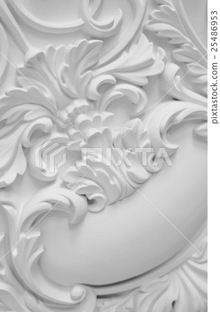 Luxury white wall design bas-relief with stucco Luxury white wall design bas-relief with stucco 25486953