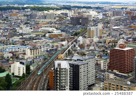 Shinkansen super comach and Hayabusa running on the streets of Sendai Shinkansen super comach and Hayabusa running on the streets of Sendai 25488387
