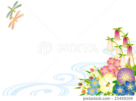 Summer to early autumn flower background material Japanese pattern 25489209