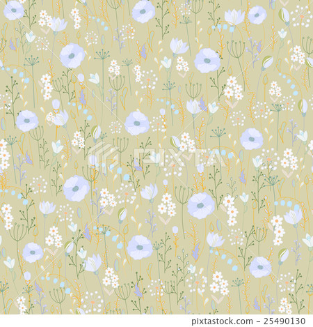 Vector vintage seamless floral pattern. Herbs and Vector vintage seamless floral pattern. Herbs and 25490130