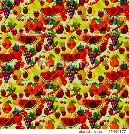 Flat fruits seamless pattern. Vector flat - Stock Illustration ...