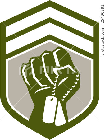 Clenched Fist Dogtag Crest Retro 25490591
