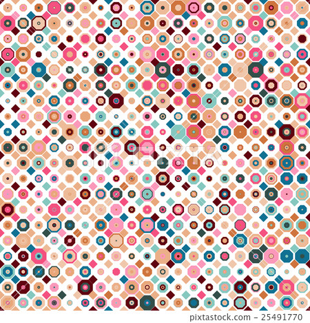 Retro abstract seamless pattern. Octagon colorful 25491770