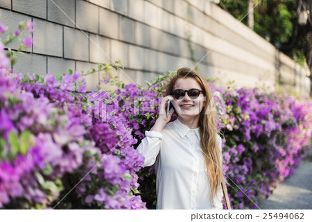 Girl Talking Conversation Phone Concept Girl Talking Conversation Phone Concept 25494062