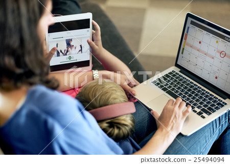 Family Relax Happiness Using Tablet Concept 25494094