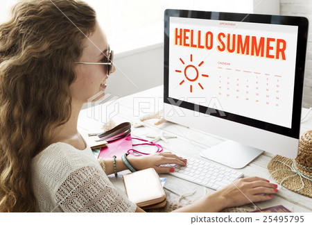 Summer Calendar Schedule Fun Happiness Concept 25495795