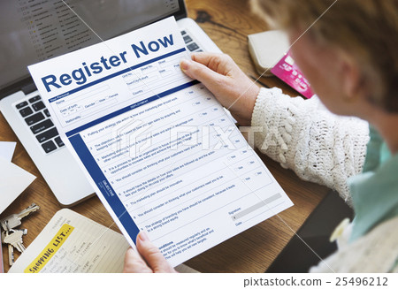 Register Now Document FIlling Form Concept Register Now Document FIlling Form Concept 25496212