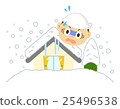 Disaster prevention boys with heavy snow and houses and trees 25496538