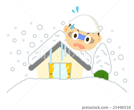 Disaster prevention boys with heavy snow and houses and trees Disaster prevention boys with heavy snow and houses and trees 25496538