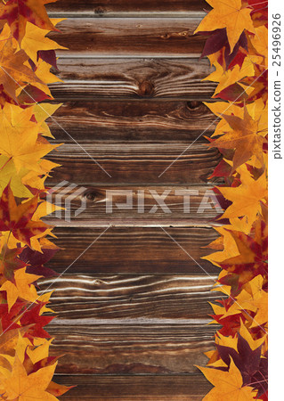 maple leaves and wooden background maple leaves and wooden background 25496926