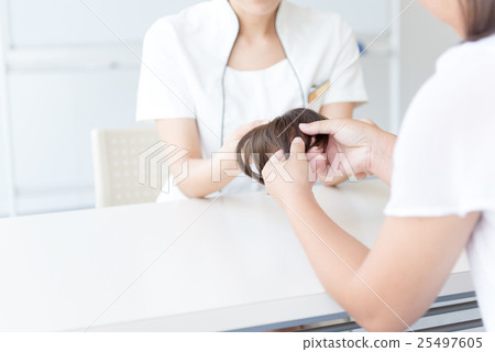 Young lady, Hair care counseling Young lady, Hair care counseling 25497605