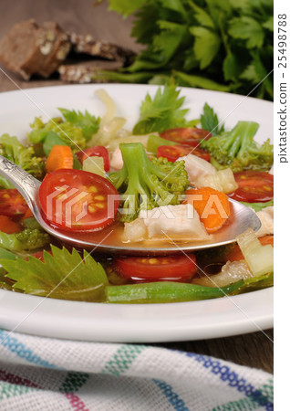 Vegetable soup with chicken Vegetable soup with chicken 25498788