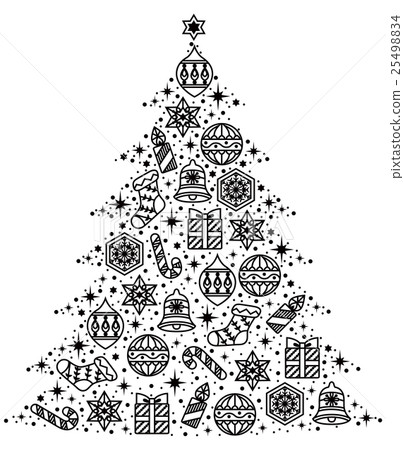 Tree of ornament single item (black and white) Tree of ornament single item (black and white) 25498834