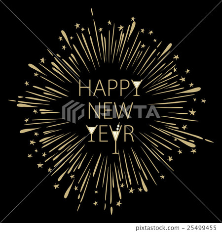 Happy New Year Card with Starburst. snowflake  25499455
