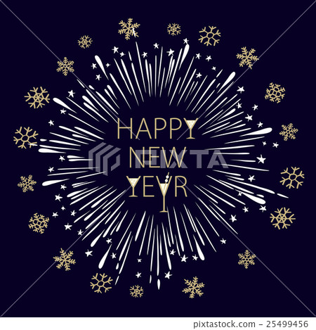 Happy New Year Card with Starburst. snowflake 25499456
