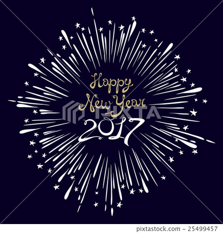 Happy New Year Card with Starburst. snowflake Happy New Year Card with Starburst. snowflake 25499457