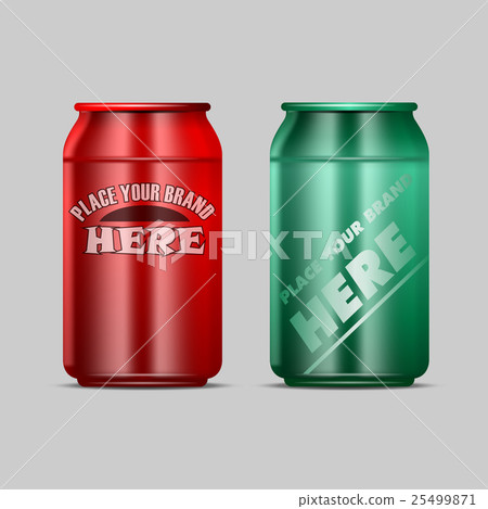 Vector red and green aluminium beverage drink Vector red and green aluminium beverage drink 25499871