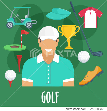 Golf sport profession, equipment and outfit 25500365