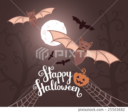 Vector halloween illustration with flying bats - Stock Illustration ...