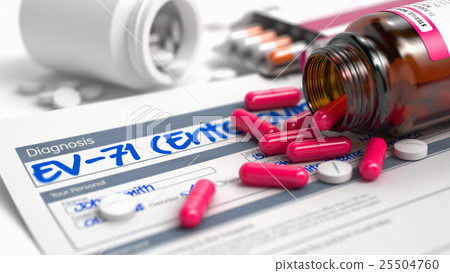 EV-71 - Phrase in Medical History. 3D Render. EV-71 - Phrase in Medical History. 3D Render. 25504760