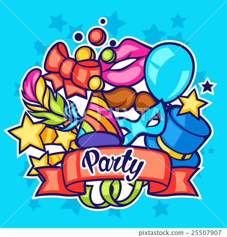 Celebration party card with carnival icons and 25507907