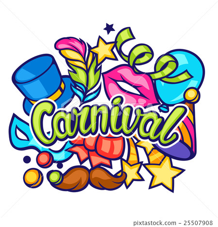 Celebration festive card with carnival icons and Celebration festive card with carnival icons and 25507908