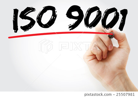 Hand writing ISO 9001 with marker 25507981