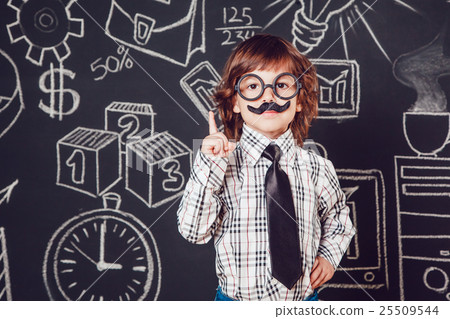 Little boy as businessman or teacher with mustache 25509544