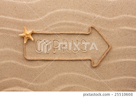 Arrow made of rope and sea shells word Cyprus Arrow made of rope and sea shells word Cyprus 25510608