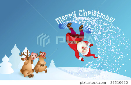 Santa snowboarding with Reindeer Santa snowboarding with Reindeer 25510620