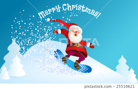 Santa snowboarding with Reindeer Santa snowboarding with Reindeer 25510621