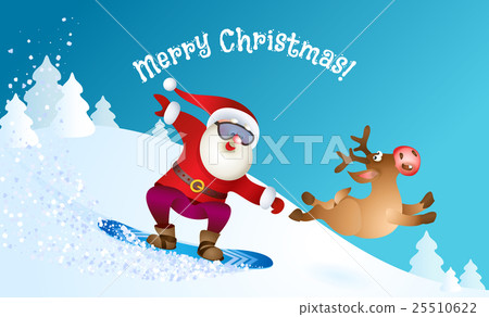 Santa snowboarding with Reindeer Santa snowboarding with Reindeer 25510622