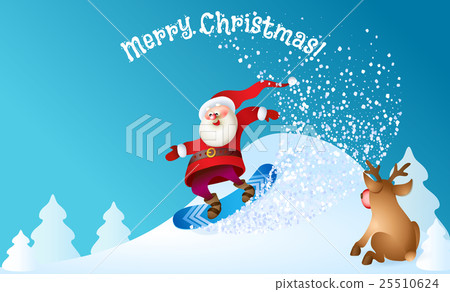 Santa snowboarding with Reindeer Santa snowboarding with Reindeer 25510624