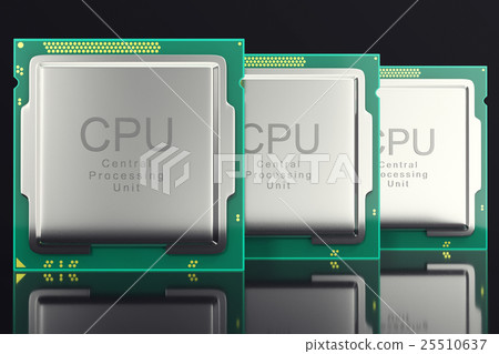 3d illustration computer PC CPU chip electronics 25510637
