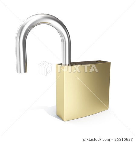 3d illustration padlock icon, open lock security - Stock Illustration ...
