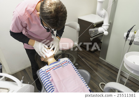 Dentist and child Dentist and child 25511381