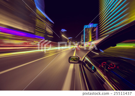 The car moves at the night. The car moves at the night. 25511437