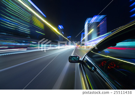 The car moves at the night. The car moves at the night. 25511438