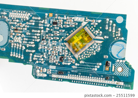 Close-up on a CPU microchip on a scheme 25511599