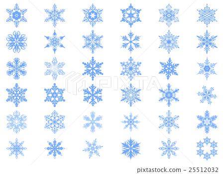 Big set of 36 blue snowflakes 25512032