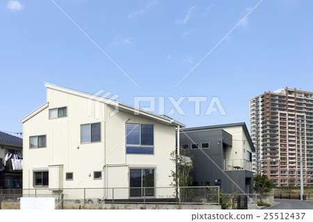 Residential apartment and detached houses mixed blue sky 25512437