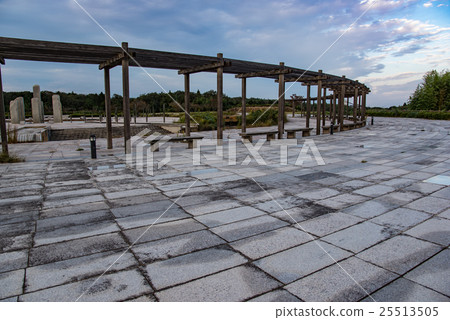 Hokkaido Central Park sidewalk and pergola autumn sky 25513505