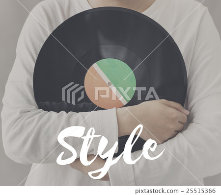 Female Holding Vinyl Music Graphic Concept Female Holding Vinyl Music Graphic Concept 25515366