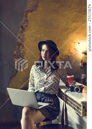 Woman Drinks Party Night Lifestyle Concept Woman Drinks Party Night Lifestyle Concept 25515674