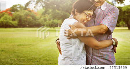 Senior Adult Couple Hugging Park Happiness Concept 25515869