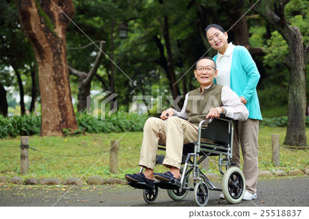Nursing care senior couple wheelchair Nursing care senior couple wheelchair 25518837