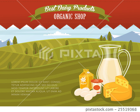 Organic shop banner with rural landscape Organic shop banner with rural landscape 25519368
