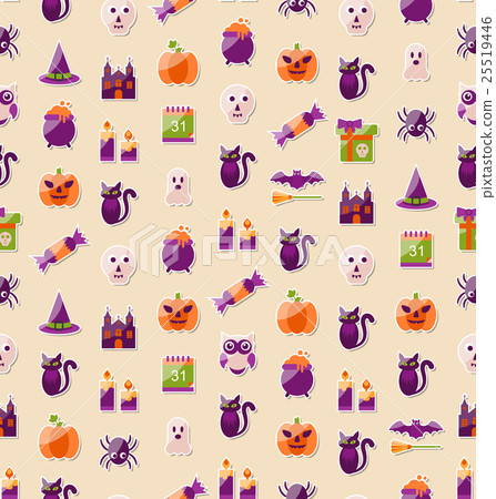 Halloween Seamless Texture with Colorful Flat Halloween Seamless Texture with Colorful Flat 25519446