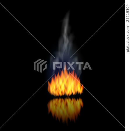 Realistic Fire Flame with Smoke on Black Realistic Fire Flame with Smoke on Black 25519504