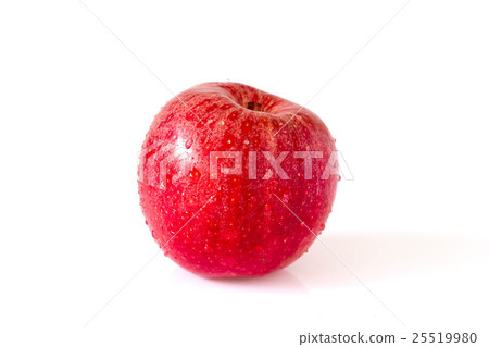 Red apple with drops on white Red apple with drops on white 25519980